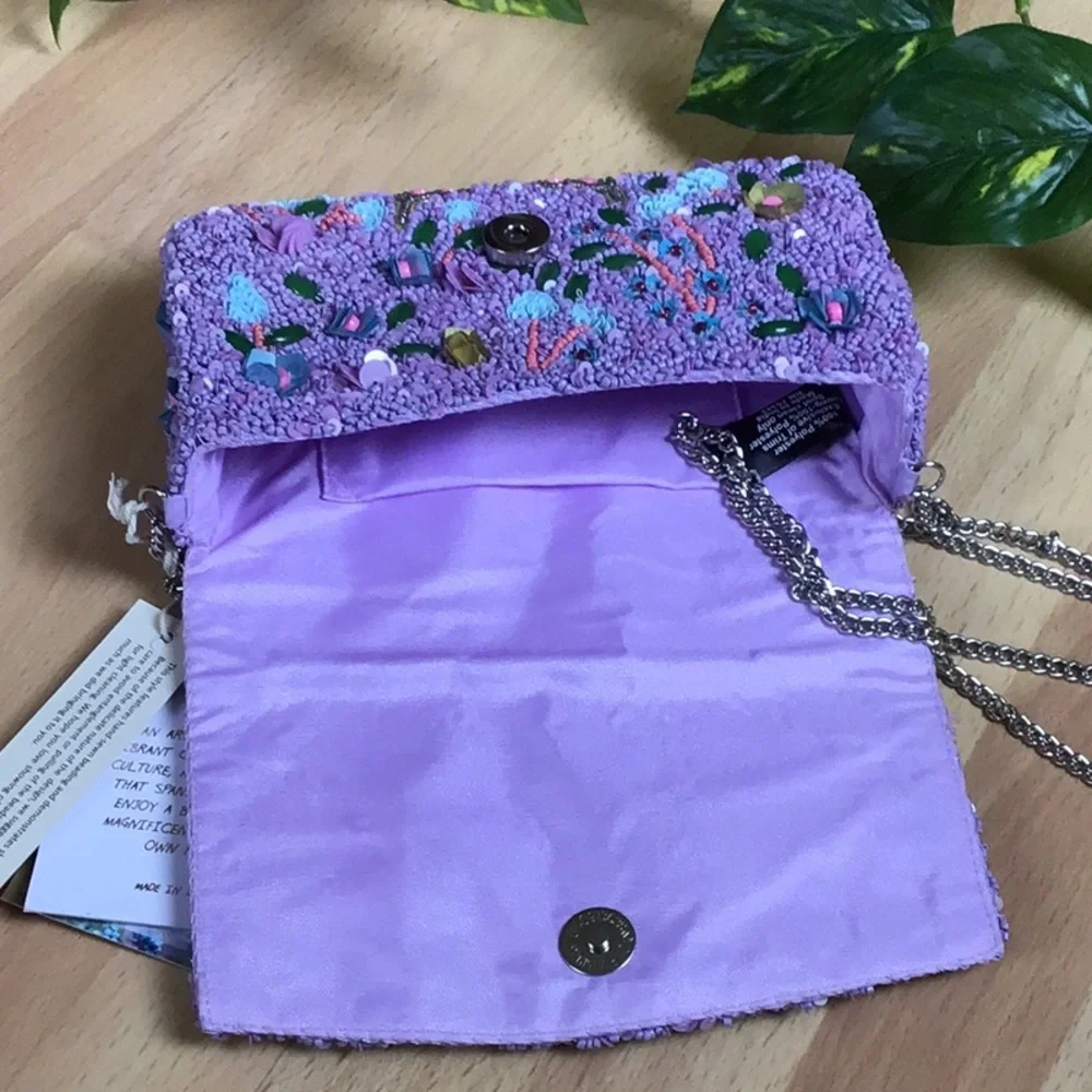 Anthro RARE Beaded Butterfly Crossbody Bag / Evening Clutch - Picture 13 of 14